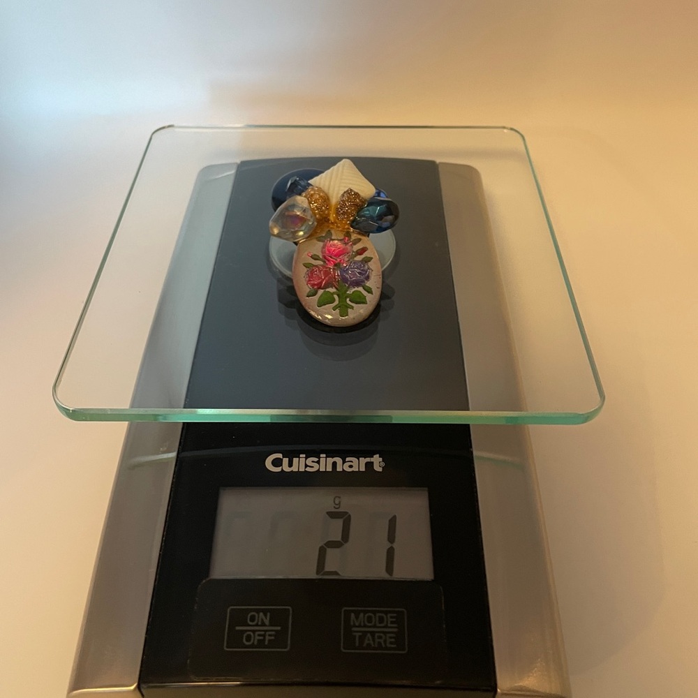 Signed Ropa Vintage Costume Brooch Blue Pink Flowers Shells Sparkly 🌸✨ - Picture 7 of 8